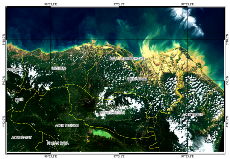 Banjir Aceh Belum Surut: Peta Sentinel-2 Tanggal 27–29 November Perlihatkan Genangan Meluas Hingga Idi Rayeuk, Aceh Tengah, dan Bener Meriah
